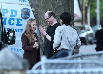 Scarlett Johansson and Sasha Calle were seen filming Mike Flanagan’s The Exorcist in Queens, with both actors appearing to play detective roles in new set photos.