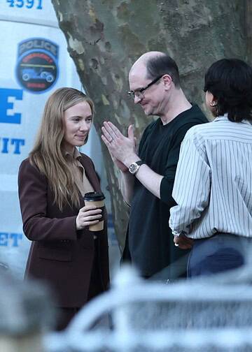 Scarlett Johansson and Sasha Calle were seen filming Mike Flanagan’s The Exorcist in Queens, with both actors appearing to play detective roles in new set photos.