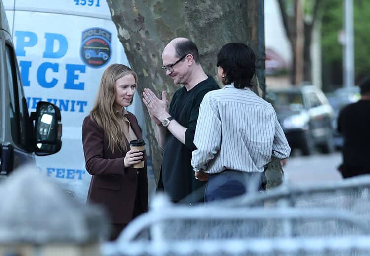 Scarlett Johansson and Sasha Calle were seen filming Mike Flanagan’s The Exorcist in Queens, with both actors appearing to play detective roles in new set photos.