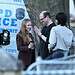 Scarlett Johansson and Sasha Calle were seen filming Mike Flanagan’s The Exorcist in Queens, with both actors appearing to play detective roles in new set photos.