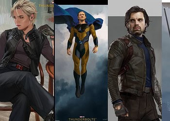 New Thunderbolts concept art has been revealed by Marvel artist Wesley Burt, featuring Yelena Belova, Sentry, Bucky Barnes, and Ghost.