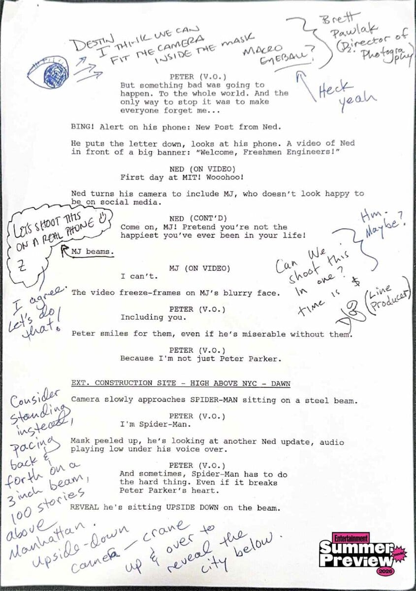 ‘Spider-Man: Brand New Day’ Leaked Script Pages Reveal Opening Scene ...