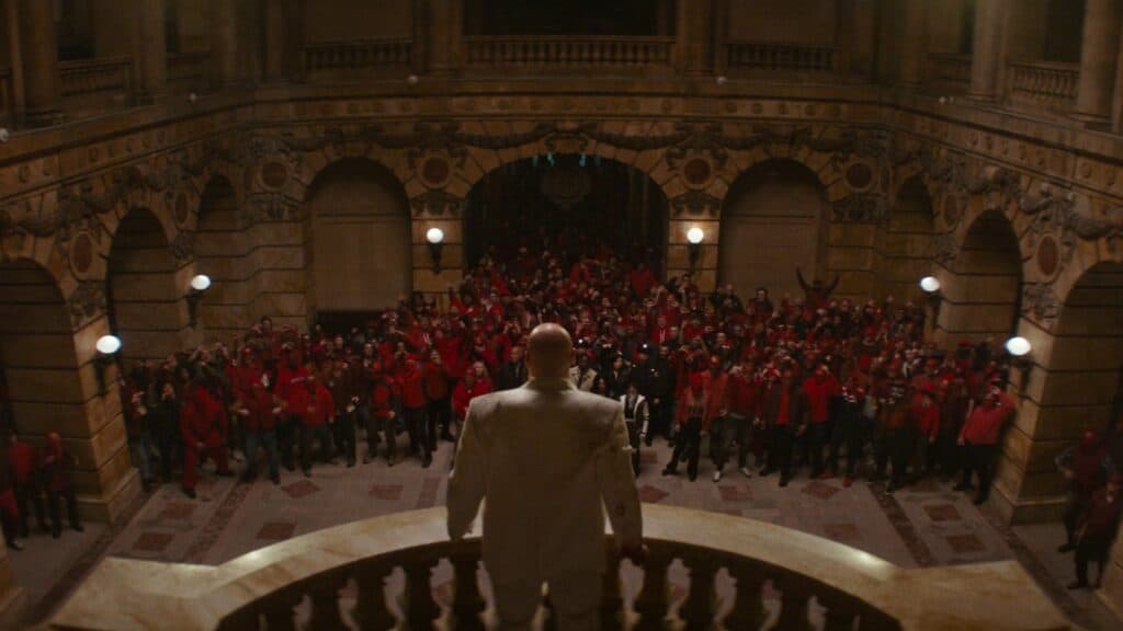 The Daredevil: Born Again Season 2 finale features Kingpin’s most violent moment yet as Wilson Fisk loses control after Matt Murdock exposes his crimes in court.