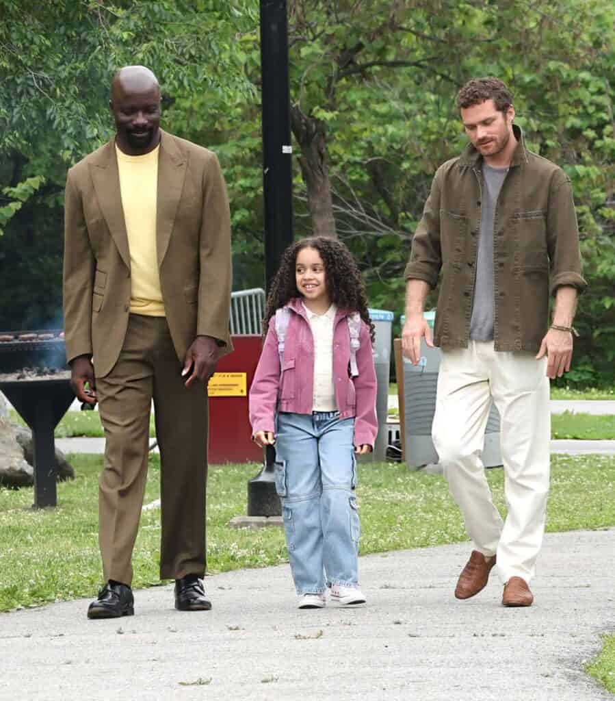 New Daredevil: Born Again Season 3 set photos reveal Luke Cage, Danny Rand, Danielle Jones-Cage, and Bullseye filming Episode 5 in New York City.