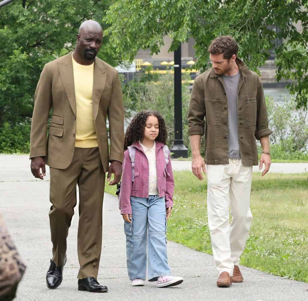 New Daredevil: Born Again Season 3 set photos reveal Luke Cage, Danny Rand, Danielle Jones-Cage, and Bullseye filming Episode 5 in New York City.
