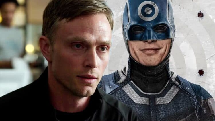 First-look set photos from Daredevil: Born Again Season 3 reveal Wilson Bethel’s upgraded comic-accurate Bullseye suit featuring tactical armor and the classic white target logo.