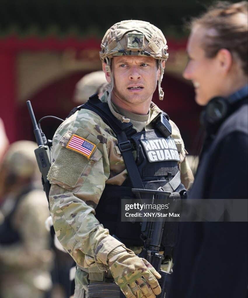 First set photos from John Krasinski’s A Quiet Place Part III reveal Jack O'Connell in a National Guard uniform while filming in New York City.