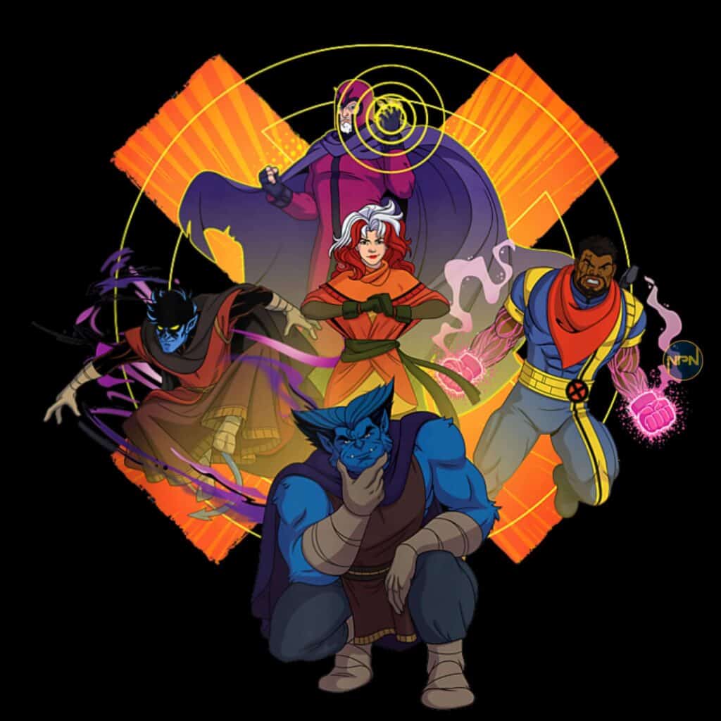 Magneto, Rogue, Nightcrawler, Bishop and Beast