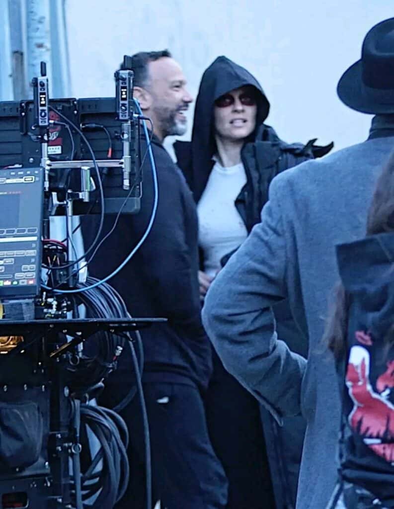 New Daredevil: Born Again Season 3 set photos reveal Margarita Levieva’s terrifying Lady Muse costume during filming in NYC.