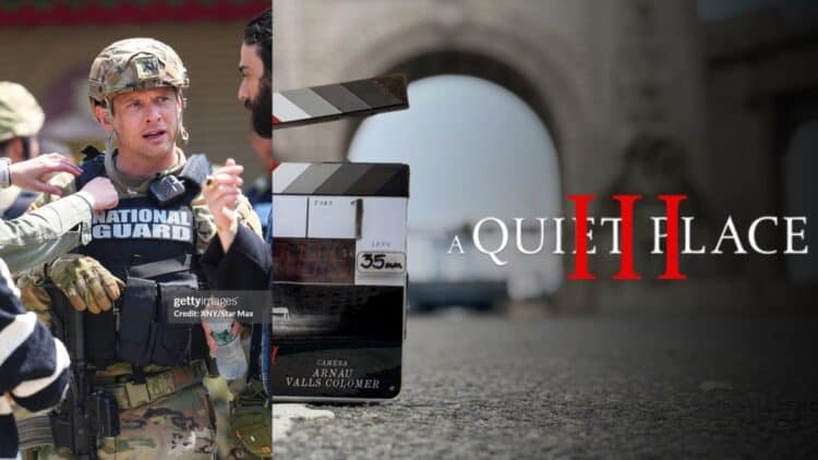 First set photos from John Krasinski’s A Quiet Place Part III reveal Jack O'Connell in a National Guard uniform while filming in New York City.
