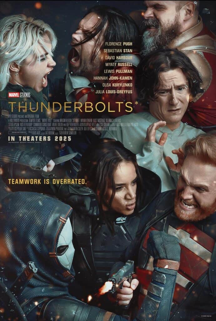 Unused promotional posters for Marvel’s Thunderbolts have been revealed by concept artist Joshua Ecton, showcasing early teaser artwork and alternate taglines for the film.