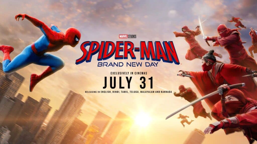 Marvel Studios unveils four new Spider-Man: Brand New Day banners, showcasing Spider-Man vs. The Hand, Peter Parker, and iconic hero poses.