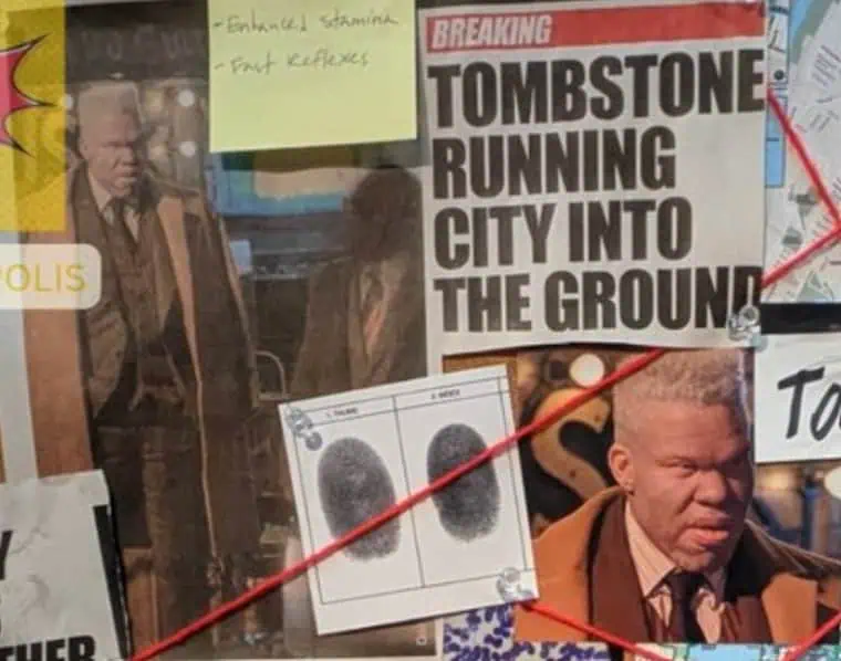Marvel's Spider-Man: Brand New Day reveals the first look at Marvin Jones III as Tombstone on Peter Parker's Villains Tracker Board, teasing the iconic crime boss's role.