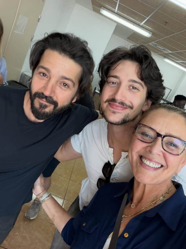 Manheim also shared a photo with her son, Milo Manheim, and Andor star Diego Luna, who has joined the live-action Tangled in an undisclosed role.