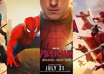 Marvel Studios unveils four new Spider-Man: Brand New Day banners, showcasing Spider-Man vs. The Hand, Peter Parker, and iconic hero poses.