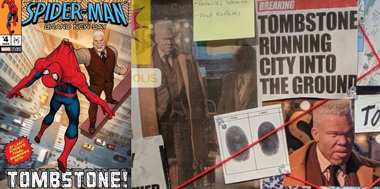 Marvel's Spider-Man: Brand New Day reveals the first look at Marvin Jones III as Tombstone on Peter Parker's Villains Tracker Board, teasing the iconic crime boss's role.