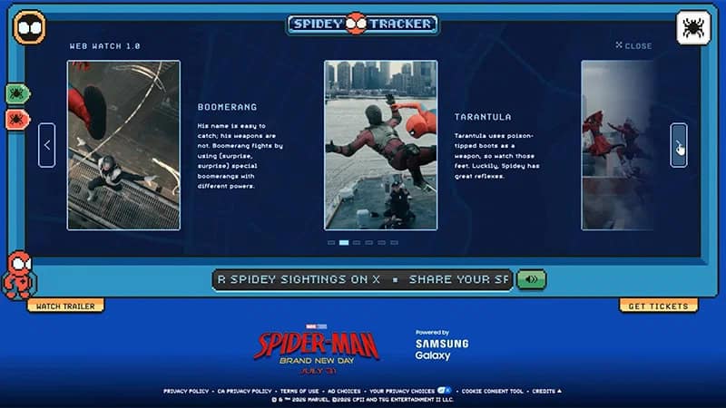 Sony's SpideyTracker campaign reveals new details on Scorpion, Tarantula, Boomerang, The Hand, the Punisher, and a mystery villain in Spider-Man: Brand New Day.