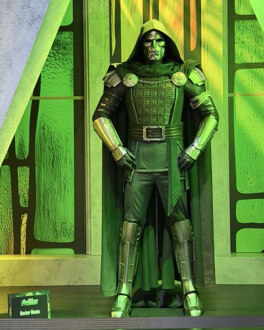 Marvel has unveiled Robert Downey Jr.'s Doctor Doom costume from Avengers: Doomsday at its San Diego Comic-Con booth, alongside other costumes from the upcoming MCU film.