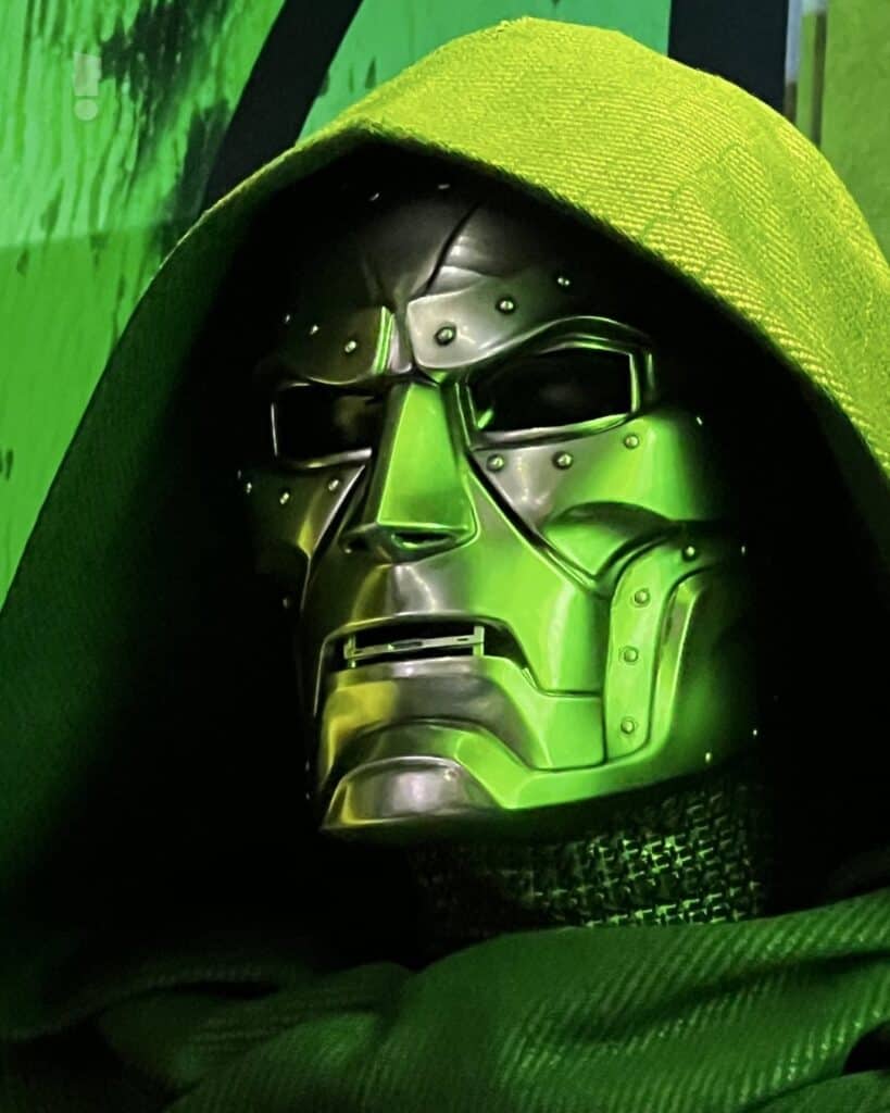Marvel has unveiled Robert Downey Jr.'s Doctor Doom costume from Avengers: Doomsday at its San Diego Comic-Con booth, alongside other costumes from the upcoming MCU film.