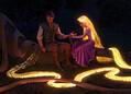 Disney's live-action Tangled set photos reveal the first look at Teagan Croft as Rapunzel and Milo Manheim as Flynn Rider as filming continues in Spain.