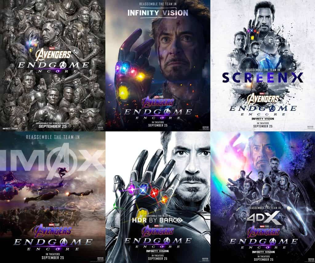 The official posters for AVENGERS: ENDGAME ENCORE.