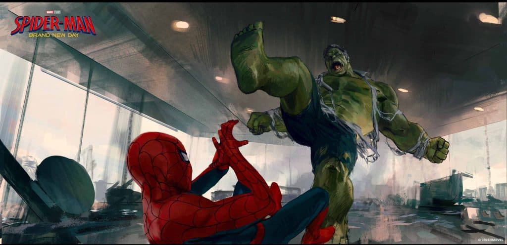 Another piece of concept art features Savage Hulk battling Spider-Man. Spider-Man reportedly uses a Shocker gauntlet to deliver a Superman-style punch that knocks Hulk out.