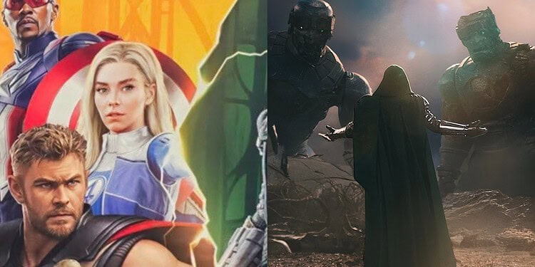 New Avengers: Doomsday promotional art features Doctor Doom, Thor, Sue Storm, and Captain America, alongside the film's Cheetos collaboration.