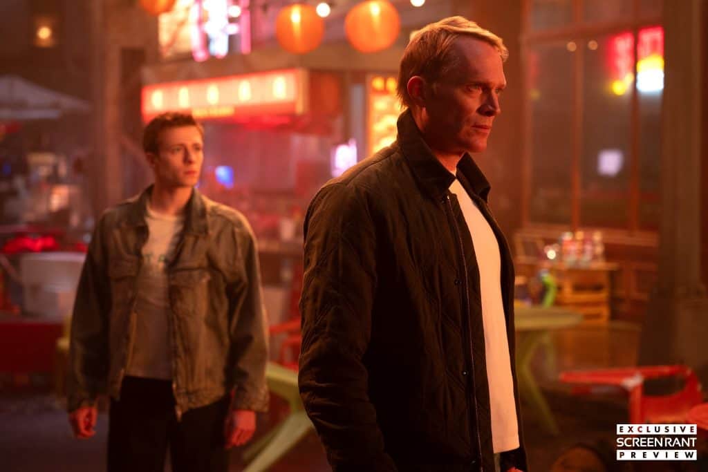Paul Bettany and Ruaridh Mollica as Vision and Tommy