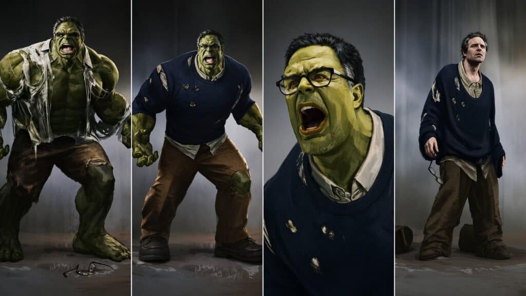 New concept art featuring alternative looks for Savage Hulk, Smart Hulk, and Bruce Banner
