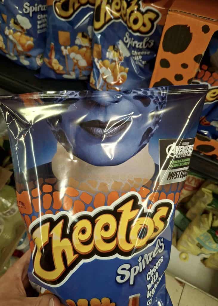 New Avengers: Doomsday promotional art features Doctor Doom, Thor, Sue Storm, and Captain America, alongside the film's Cheetos collaboration.