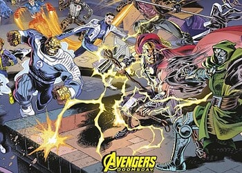 A new comic book promotional art for Marvel's Avengers: Doomsday has been revealed, featuring the Avengers vs. Doctor Doom. Marvel has released a new special wraparound cover for the comic Avengers: Armageddon #5, which features the official cast of the upcoming movie Avengers: Doomsday. (Note: The cover is promotional material for Avengers: Doomsday.)