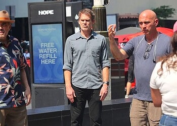 Dexter: Resurrection Season 2 is filming in Times Square, with Michael C. Hall, Uma Thurman, and director Marcos Siega spotted on set.