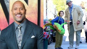 Dwayne Johnson looks unrecognizable as the 70-year-old Chicken Man in Lizard Music. Makeup artist Kazu Hiro spent hours transforming his appearance.