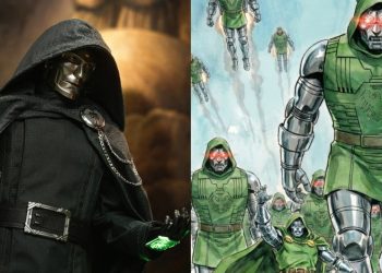 The first look at the Doombots from Avengers: Doomsday has been revealed in new Hot Topic promotional art featuring Doctor Doom and his robotic minions.