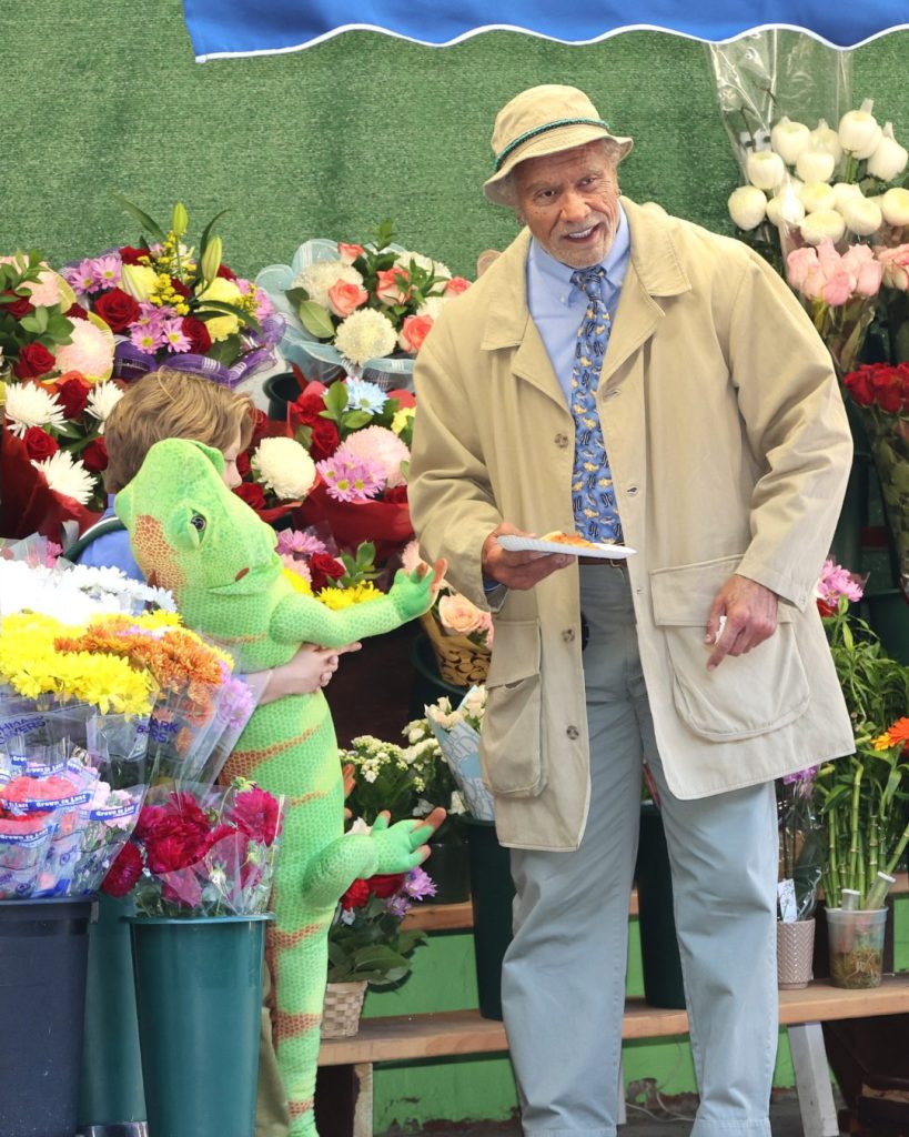 Dwayne Johnson looks unrecognizable as the 70-year-old Chicken Man in Lizard Music. Makeup artist Kazu Hiro spent hours transforming his appearance.