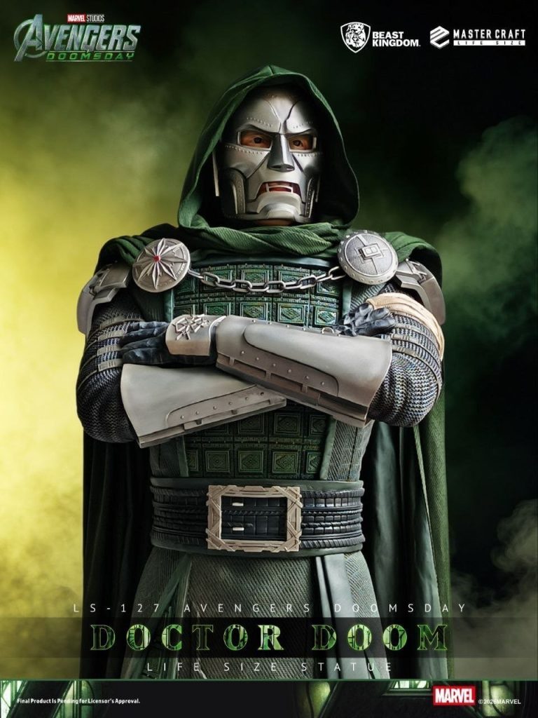 Beast Kingdom reveals its life-sized Doctor Doom statue for Avengers: Doomsday, standing 198 cm tall and expected to ship in Q4 2026.