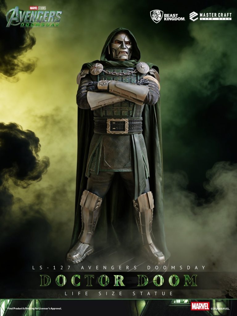 Beast Kingdom reveals its life-sized Doctor Doom statue for Avengers: Doomsday, standing 198 cm tall and expected to ship in Q4 2026.